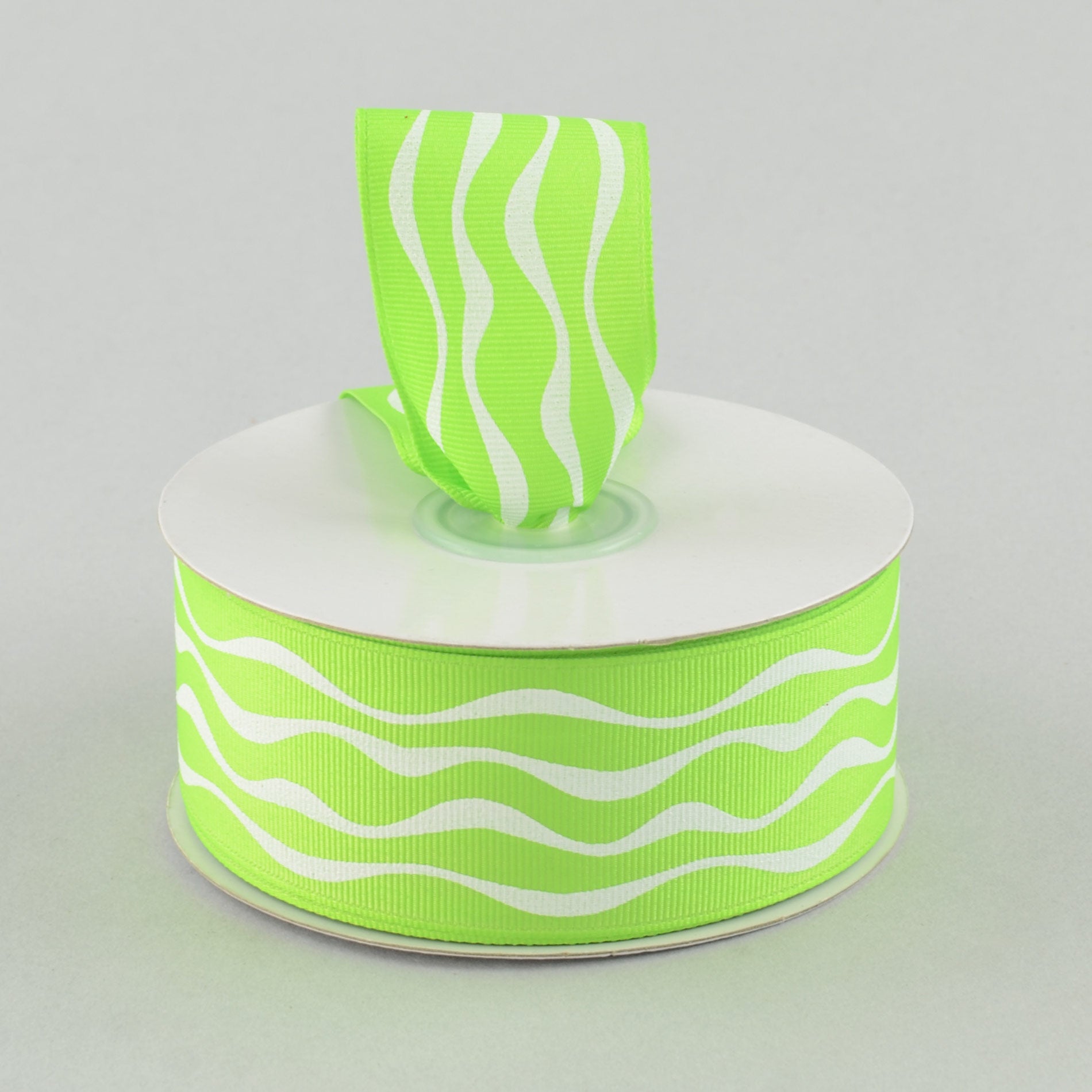 1.5 Inch Grosgrain Wave Print Ribbon - Lime Green (25 Yards) for Gift Wrapping, DIY Crafts, Hair Bows, and Party Decorations