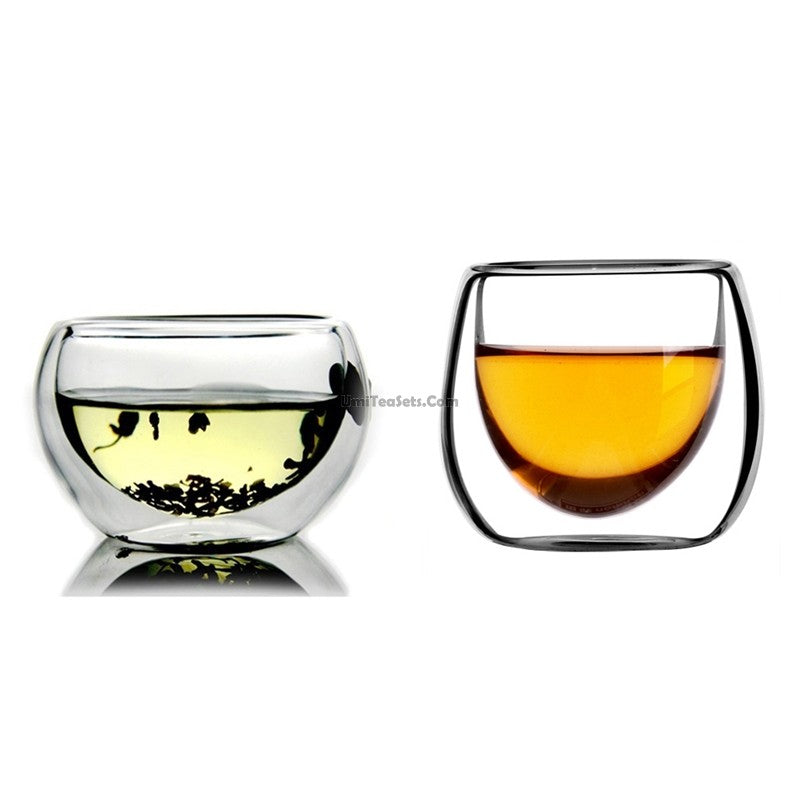 Premium Double Wall Glass Gongfu Tea Cup Set of 6 - Insulated Tea Tasting Cups for Hot/Cold Brews - Perfect for Chinese Tea Ceremony, Home Tea Party & Office Use