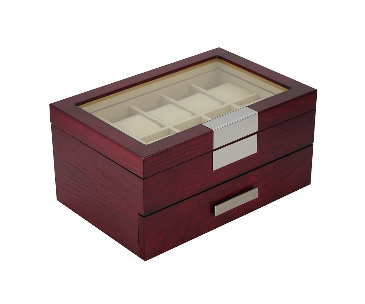 Arolly 20-Slot Wooden Watch Display Case with Glass Top - Luxury Jewelry Storage Box & Organizer for Men & Women - Perfect for Watch Collections, Jewelry Display, and Home Decor