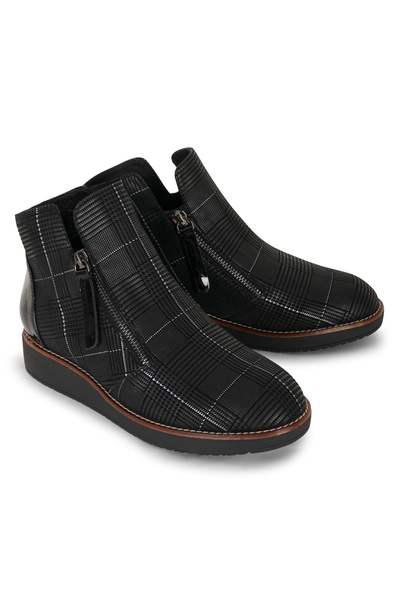 Ronnie B1 Black Check Ankle Boots for Women - Stylish & Comfortable Fall & Winter Fashion Booties for Casual Outfits & Office Wear