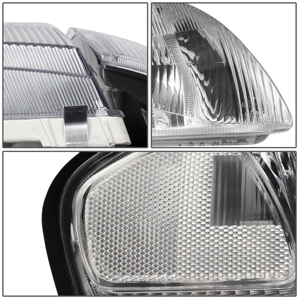 DNA Motoring HL-OH-063-CH-CL1 Chrome Housing Headlights & Corner Lights for 1998-1999 Mazda 626 - Replacement Headlight Assembly with Clear Lens for Improved Night Visibility | Perfect for Daily Driving, Night Commutes & Car Restoration Projects