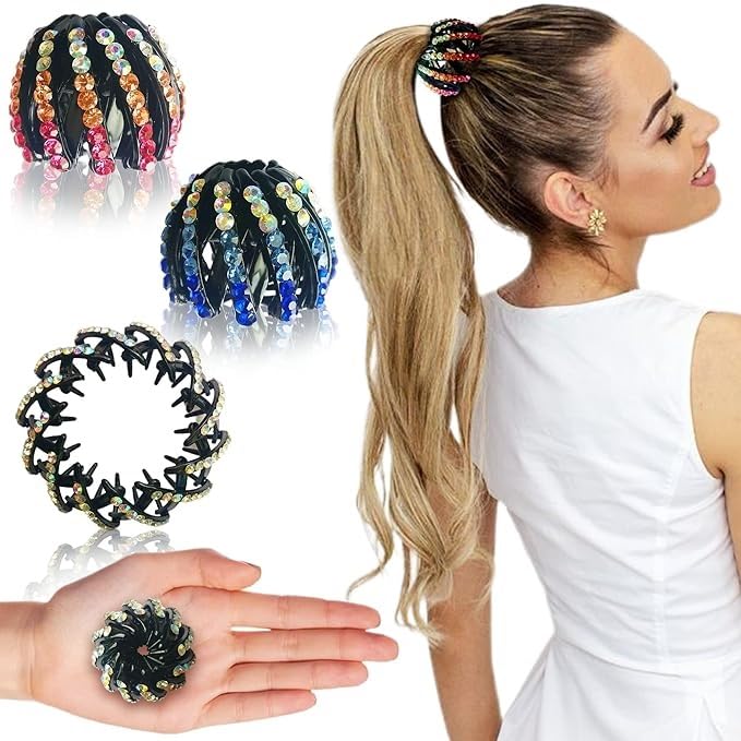 TREXEE Golden Bird Nest Hair Bun Maker - 2 Pack Minimalist Hair Clips for Women | Ponytail Holder, Hair Accessories for Updos, Buns & Everyday Styling - Perfect for Weddings, Parties & Office Looks
