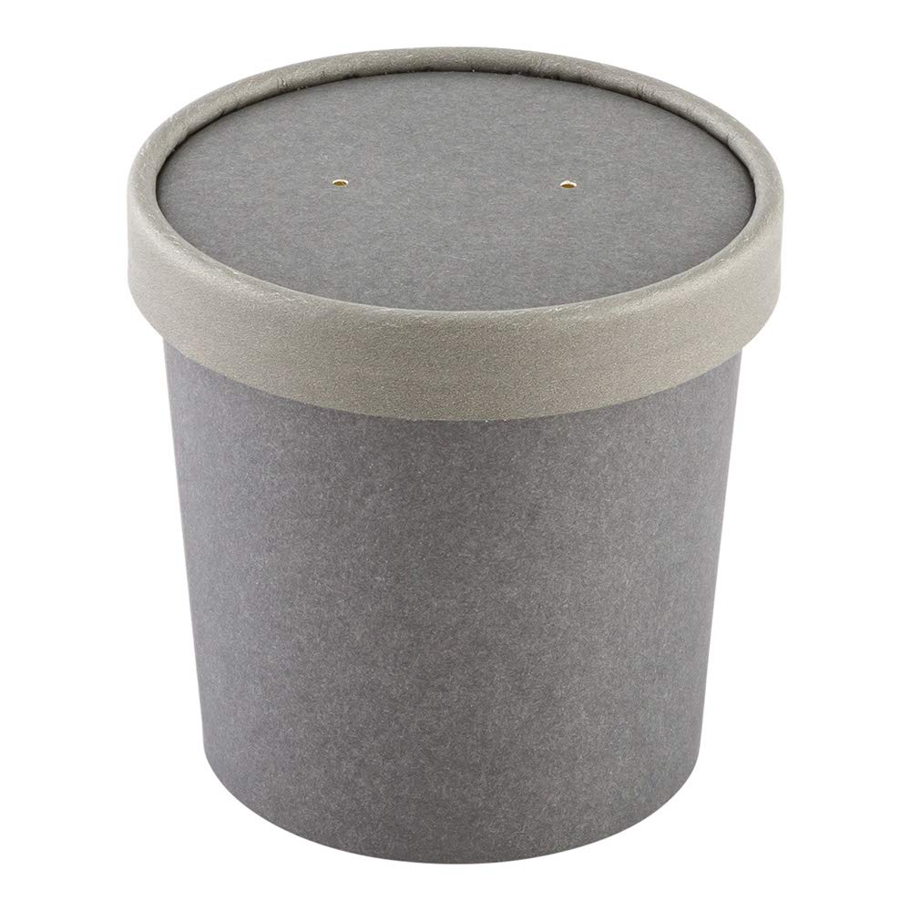 Restaurantware Bio Tek Vented Lids - 25 Pack for 8/12 oz Paper Soup Containers | Microwave Safe Gray Lids for Hot & Cold Foods | Perfect for Takeout, Catering, and Food Service Businesses