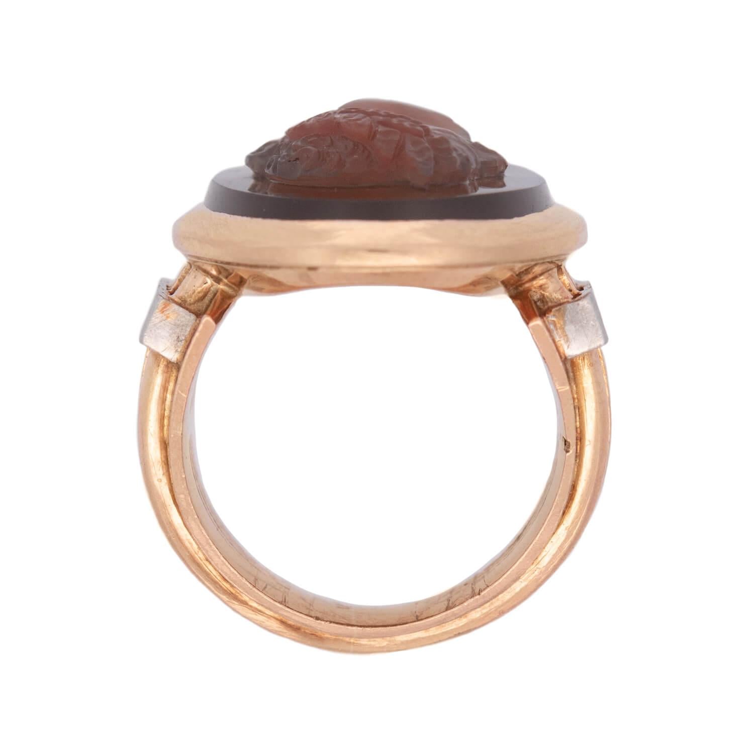 Antique Victorian 18K Gold Sardonyx Cameo Ring - Elegant Hand-Carved Jewelry for Women, Perfect for Weddings, Anniversaries & Special Occasions
