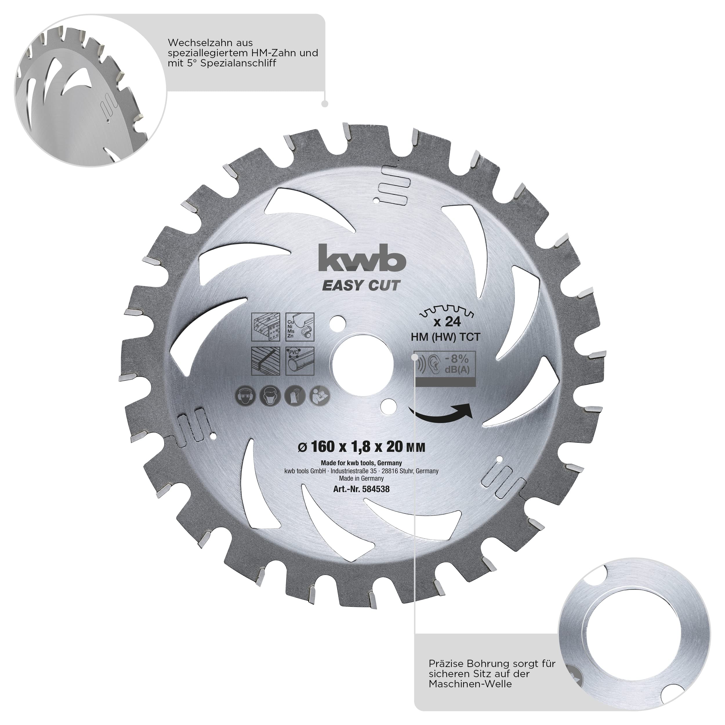 Premium 165x20mm Deep Cut Circular Saw Blade - Silver (584738) - Ideal for Woodworking, Metal Cutting & DIY Projects