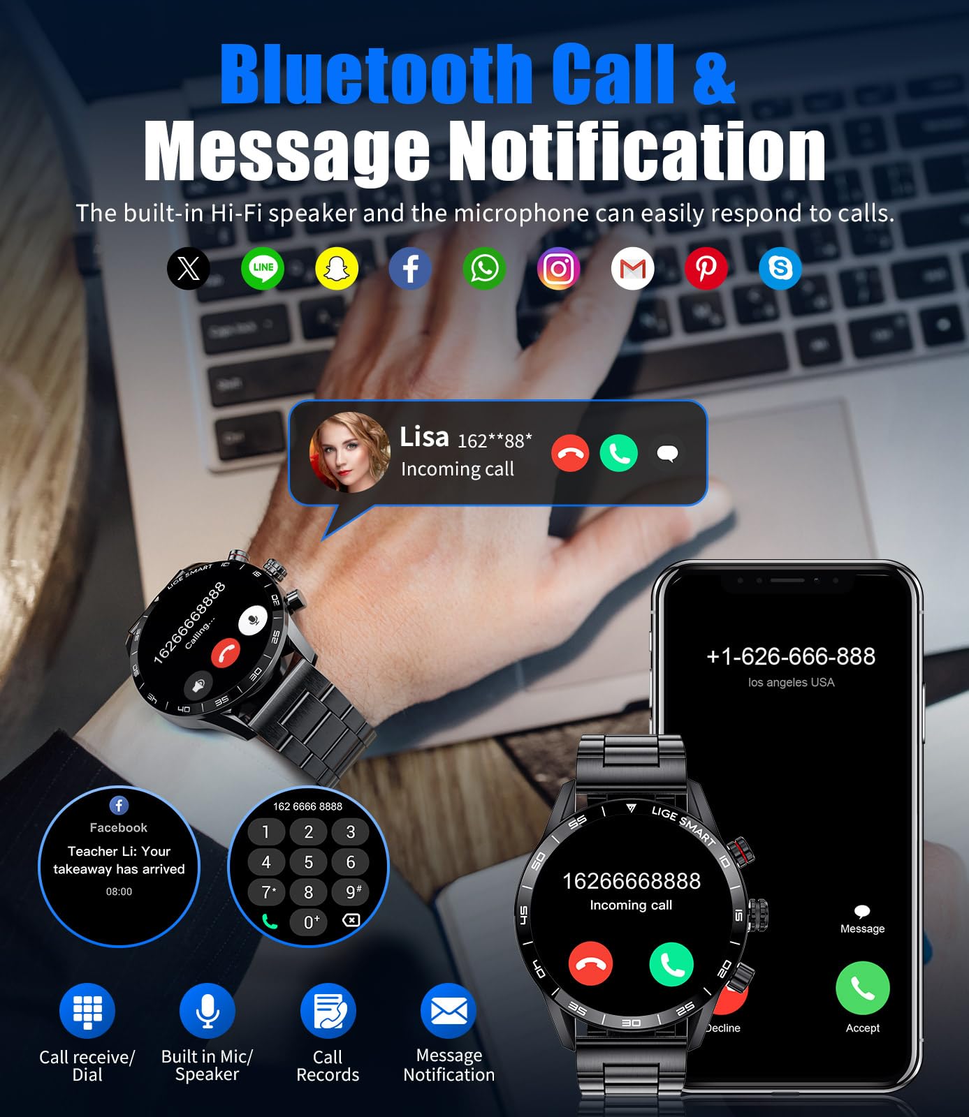 LIGE Smart Watch for Men - 1.43