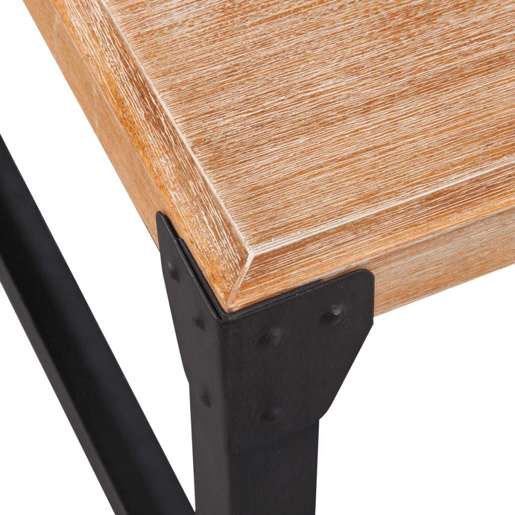 Rustic Industrial Coffee Table - Solid Acacia Wood & Metal Cocktail Table 39.4