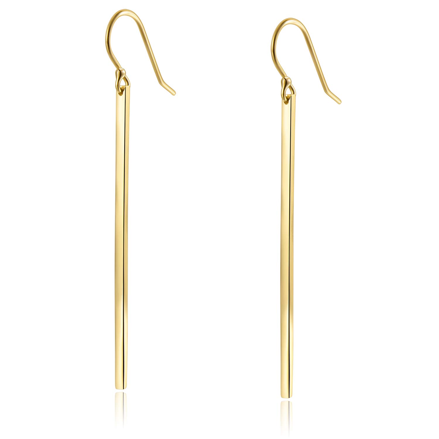 18K Gold Plated Sterling Silver Bar Drop Earrings for Women - Elegant Minimalist Dangle Earrings for Everyday Wear, Parties & Special Occasions