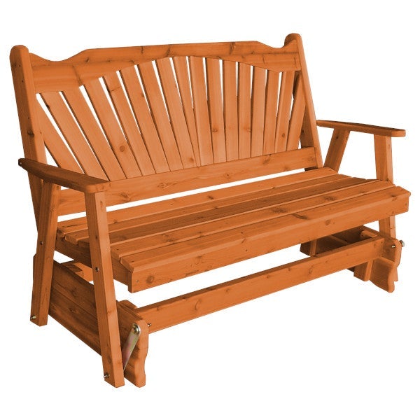 Premium Western Red Cedar Fanback Glider - Handcrafted Outdoor Rocking Chair for Patio, Garden & Porch - Perfect for Relaxing, Reading & Enjoying Nature