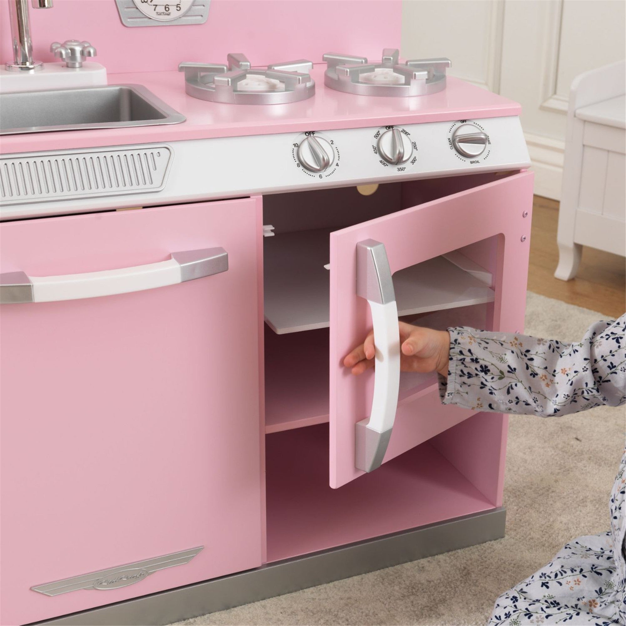 KidKraft Pink Retro Kitchen Playset with Refrigerator - Pretend Play Toy for Toddlers & Kids - Perfect for Imaginative Play, Role-Playing Games & Early Childhood Development