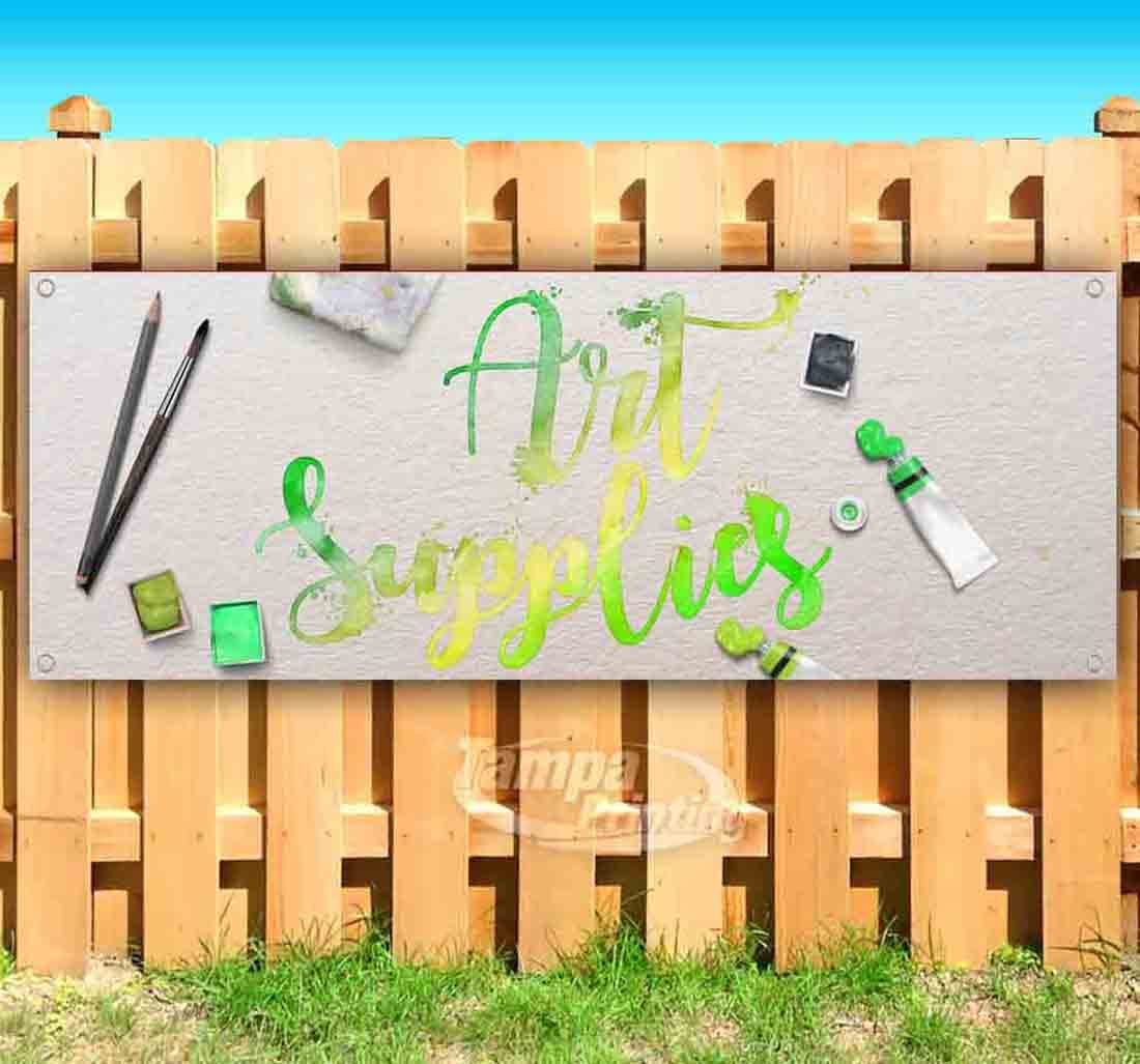 13 oz Heavy-Duty Vinyl Art Supplies Banner with Metal Grommets - Single-Sided Non-Fabric Sign for Classroom Decor, Store Displays & Outdoor Events