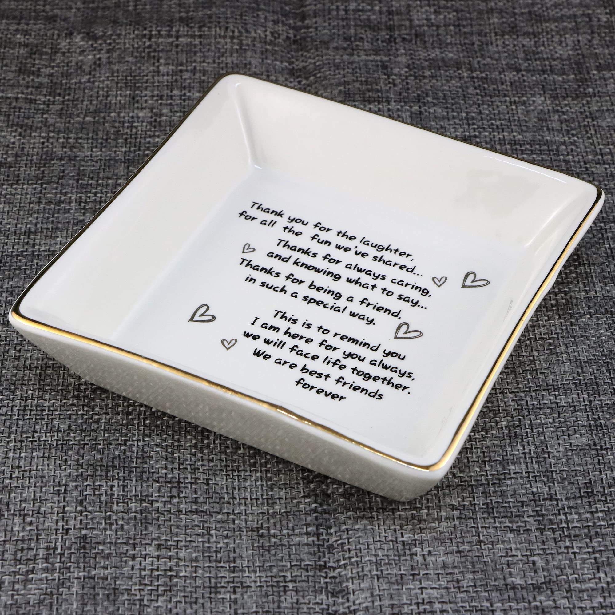 JoycuFF Unique Jewelry Holder & Trinket Dish Tray - Perfect Friendship Gift for Women, Birthday, Thanksgiving & Christmas Presents - Ideal for Bedroom Vanity, Dresser Organizer & Gift Giving Occasions