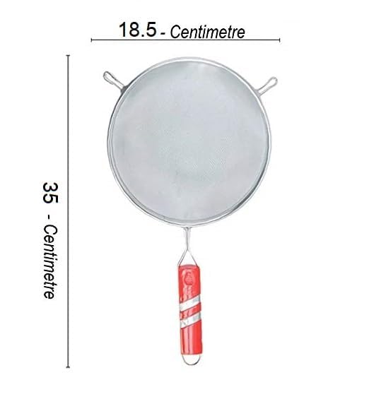 Premium Stainless Steel Large Soup & Juice Strainer 35cm - Heavy Duty Kitchen Sieve for Filtering, Canning, and Straining - Ideal for Soups, Juices, Tea, and Food Prep