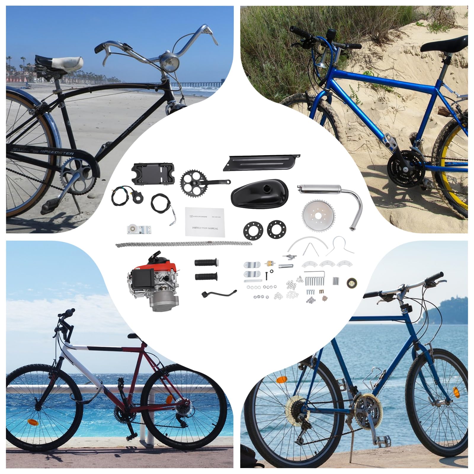 53cc 4-Stroke Bicycle Engine Kit - Gas Motorized Bike Conversion Kit with TCI Ignition & Air Cooling System for Adults - Compatible with Mountain Bikes, Road Bikes & Commuter Bikes - Perfect for DIY Bike Motorization, Urban Commuting & Off-Road Adventures