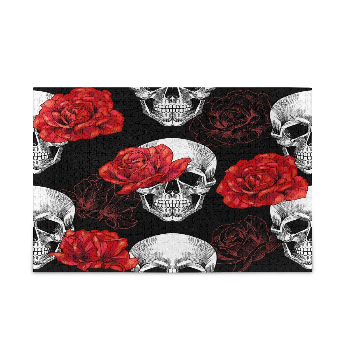 1000-Piece Rose & Skull Jigsaw Puzzle for Adults - Home Decor & Gifts
