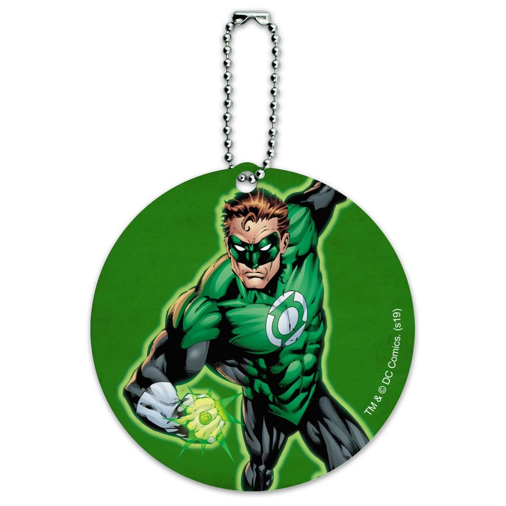 Green Lantern Character Round Luggage ID Tag - Durable Suitcase Carry-On Name Tag for Travel Bags - Perfect for Airports, Cruise Ships & Business Trips