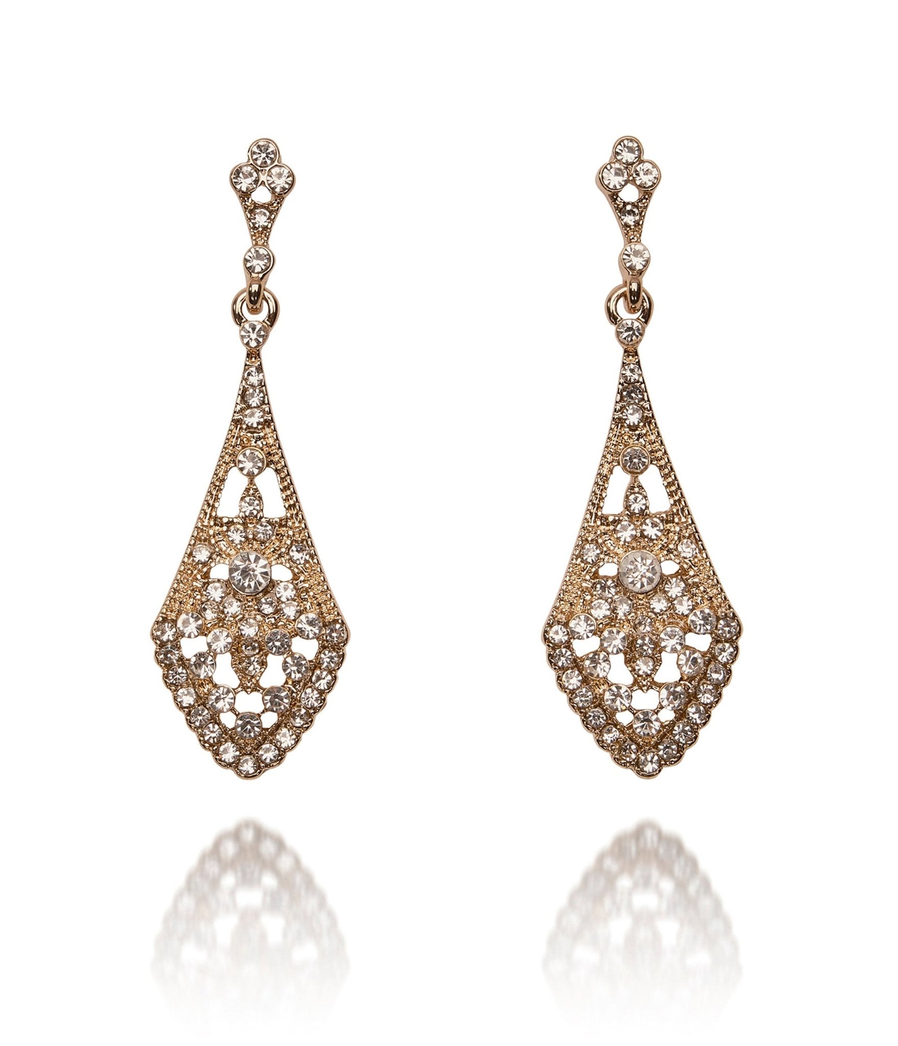 Vintage Art Deco Gold Earrings for Women - Elegant Retro Dangle Drop Earrings for Parties, Weddings & Special Occasions