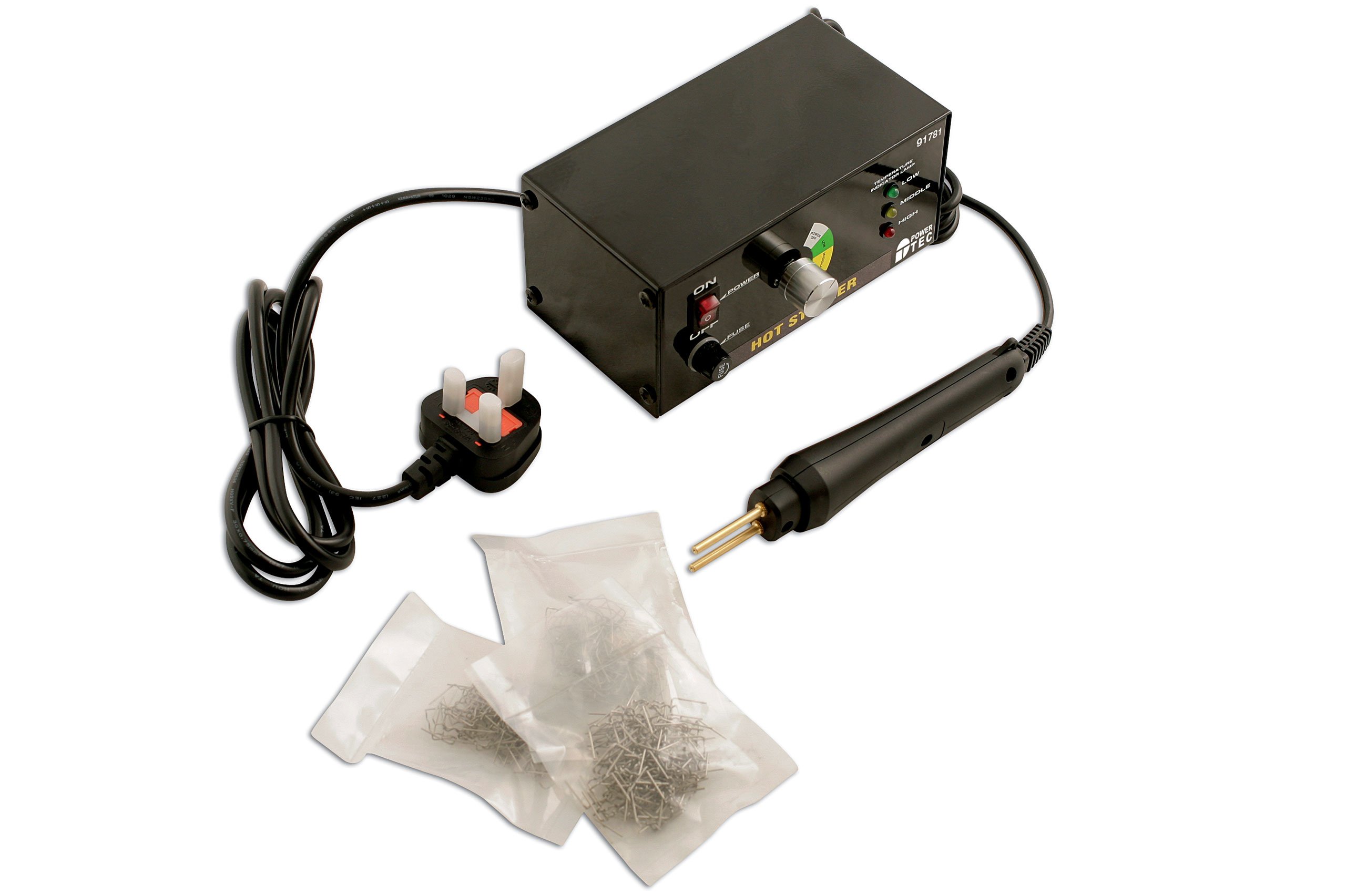 Power-TEC 91781 Hot Stapler Plastic Welding Kit - Professional Plastic Repair Tool for Car Bumpers, Dashboards & Household Items | Durable Plastic Welder for DIY Auto Body Repairs & Home Maintenance