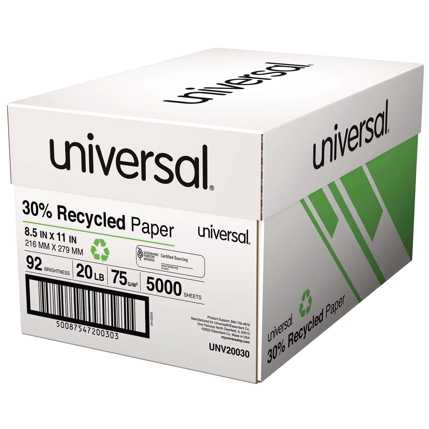 Premium 30% Recycled Copy Paper - 92 Brightness, 20lb, 8.5