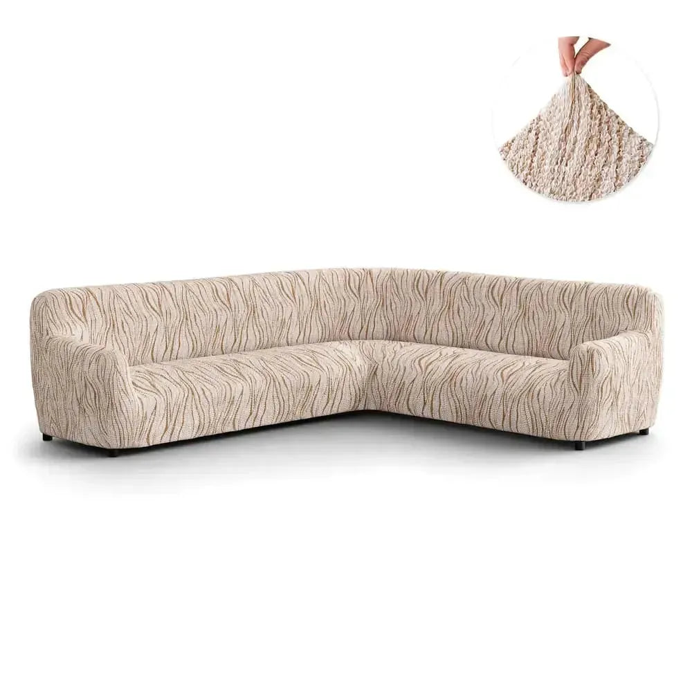 Corner Sofa Slipcover - Microfiber Printed Stretchable Furniture Protector for Living Room, Bedroom | Easy Fit, Washable Sofa Cover for Sectional Couches