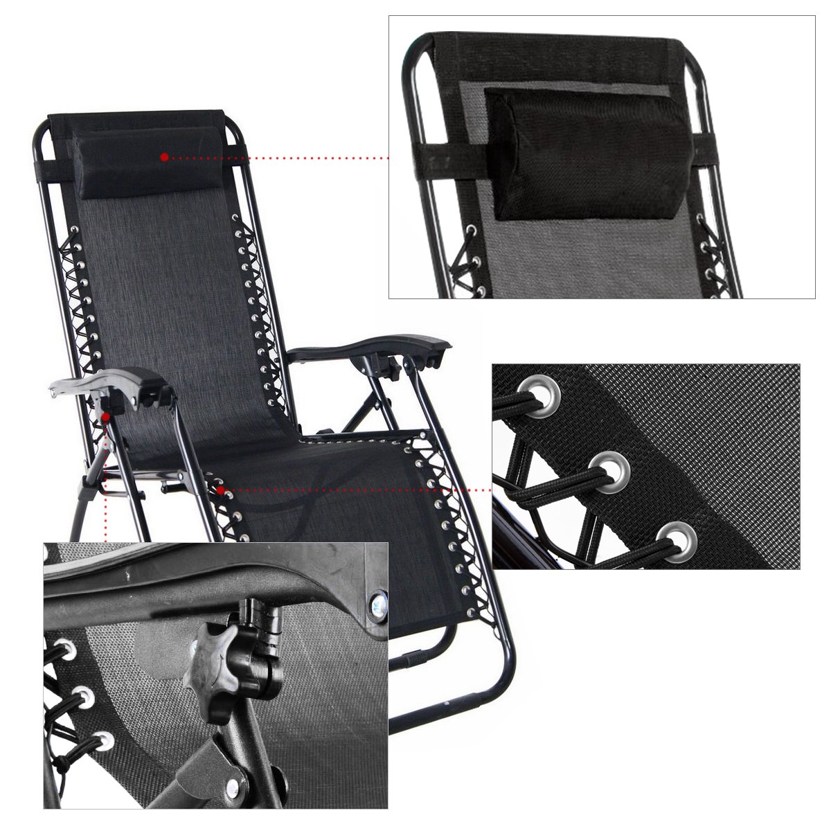 Best Zero Gravity Reclining Chair for Outdoor Patio - 2 Pack Black Lounge Chairs with Cup Holder | Perfect for Backyard, Poolside & Camping Relaxation