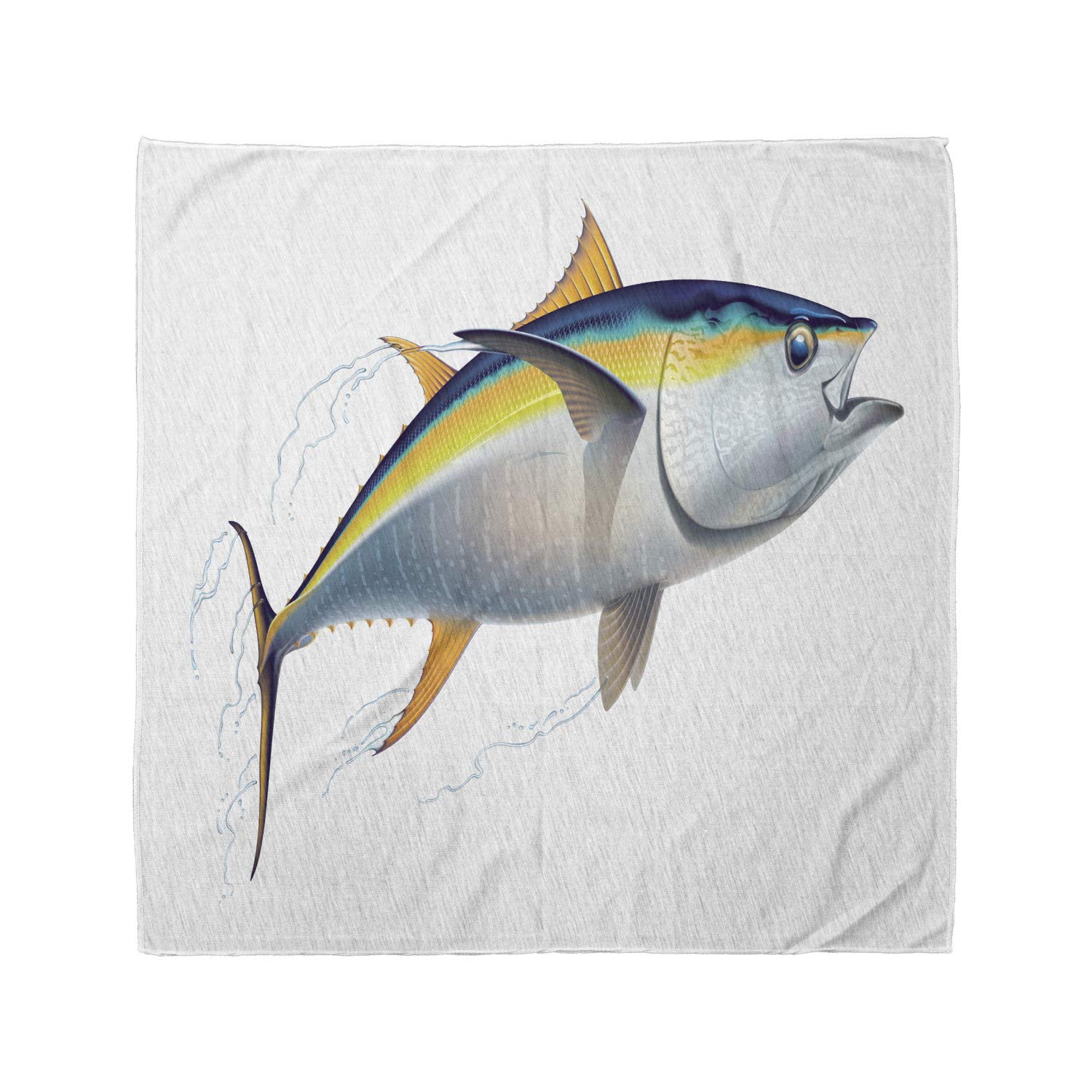 Ambesonne Realistic Yellowfin Tuna Fish Bandana - Unisex Head Scarf & Neck Tie for Fishing, Beach, Outdoor Activities & Costume Parties