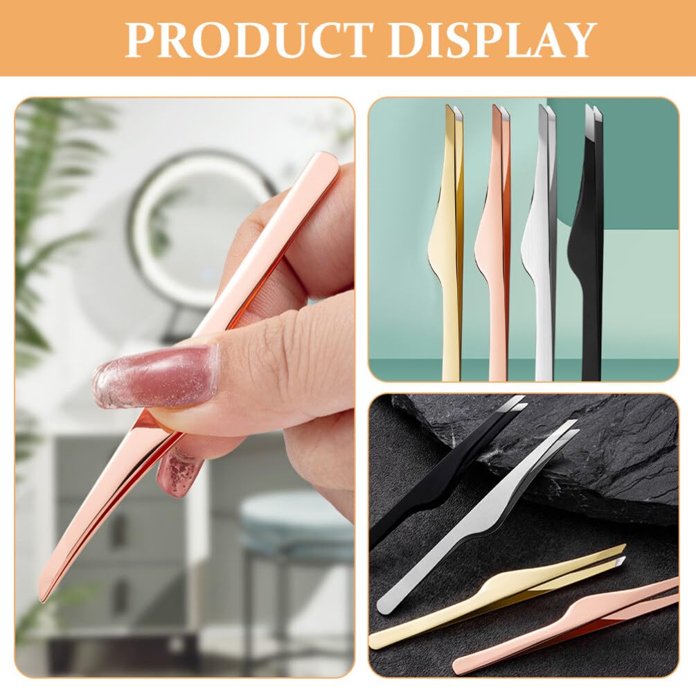 NOLITOY 4-Piece Professional Eyelash Extension Tweezers Set - Stainless Steel Lash Tools for Extensions, Isolation & Eyebrow Shaping | Perfect for Salon & Home Use