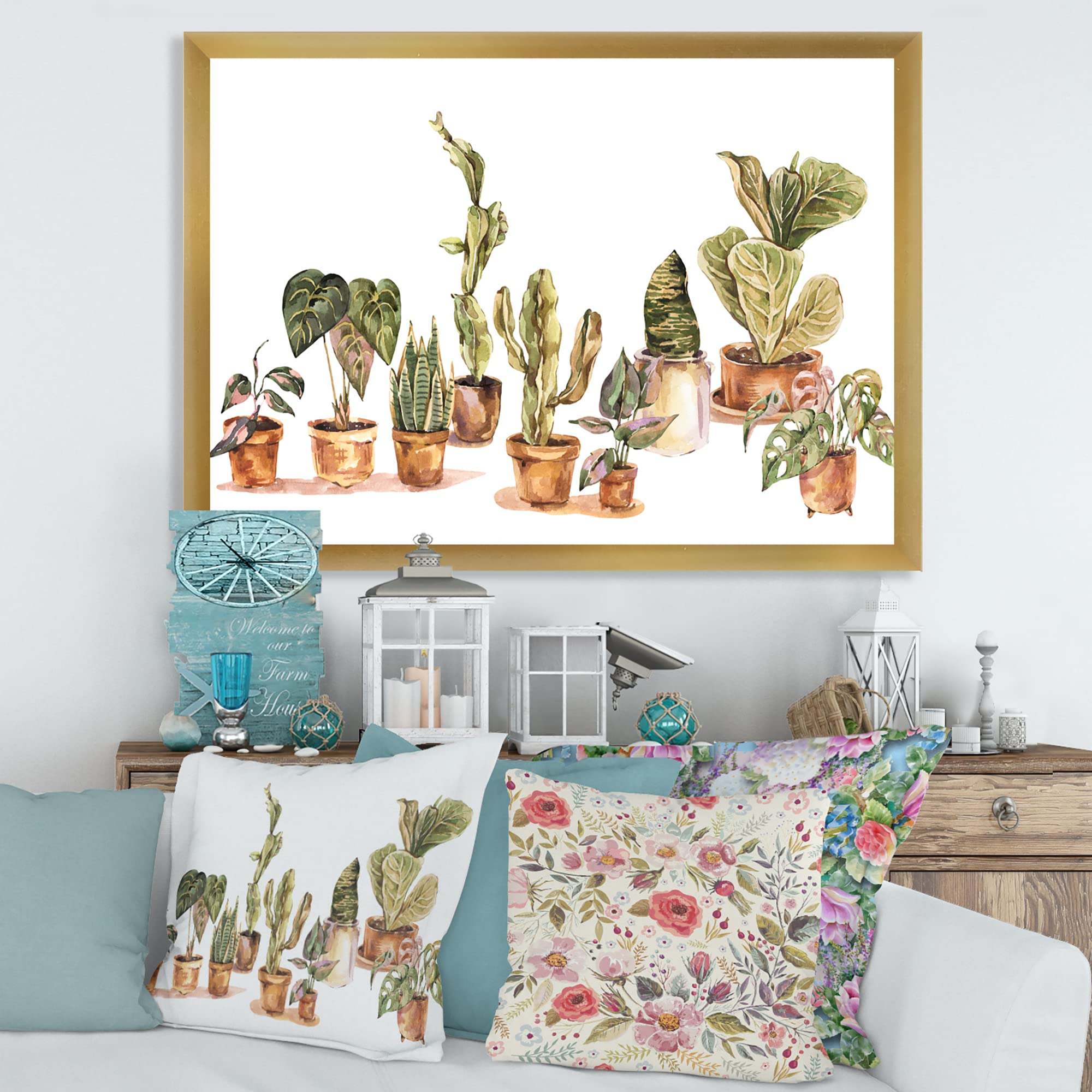 Indoor House Plants Urban Jungle Traditional Framed Wall Art - Perfect for Living Room, Bedroom & Office Decor