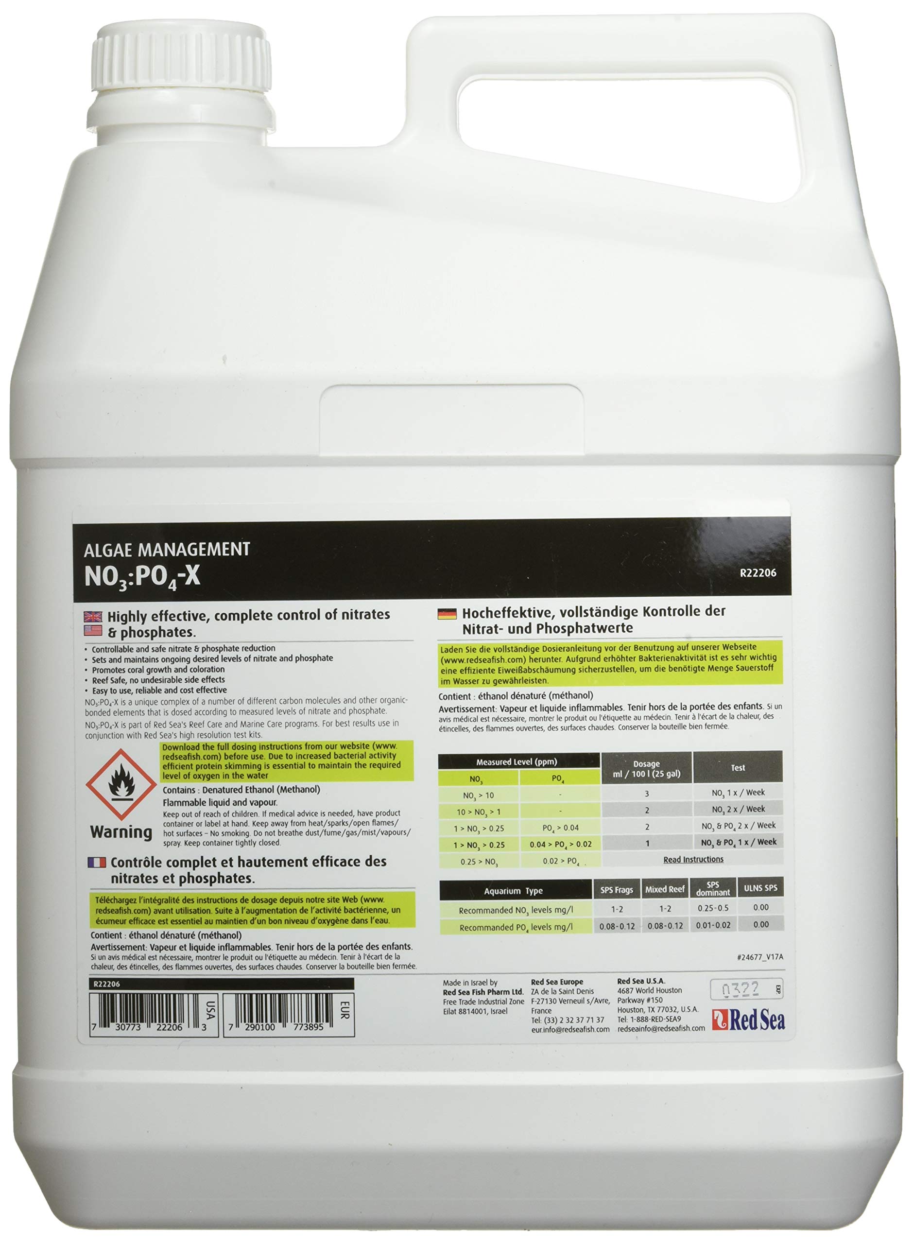 Red Sea NO3:PO4-X Nitrate & Phosphate Reducer - 5L for Saltwater Aquariums | Coral Reef & Marine Fish Tank Water Treatment