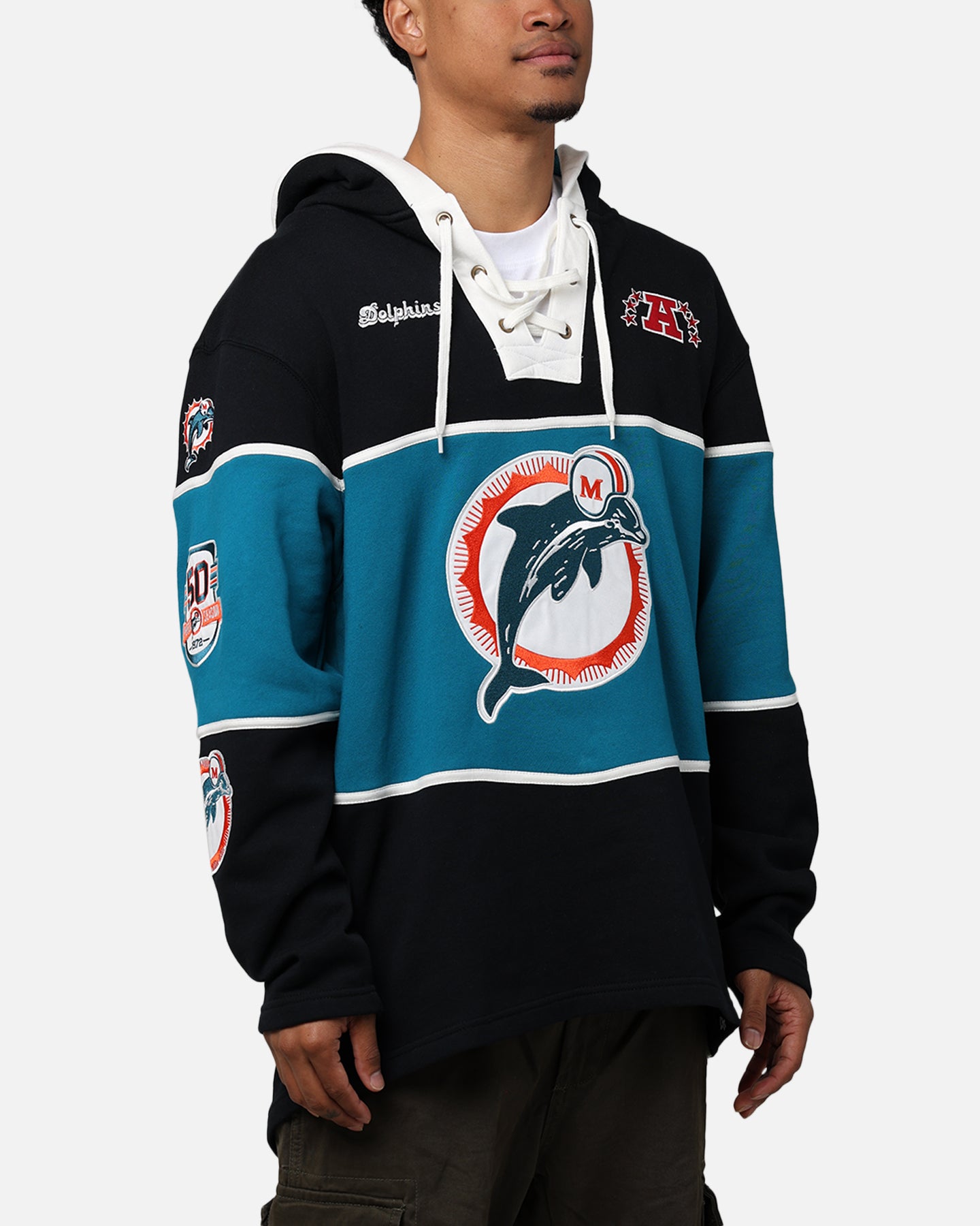 47 Brand Miami Dolphins Super Bowl Gridiron Lacer Hoodie - NFL Football Fan Apparel for Men & Women - Perfect for Game Day, Tailgating & Cold Weather