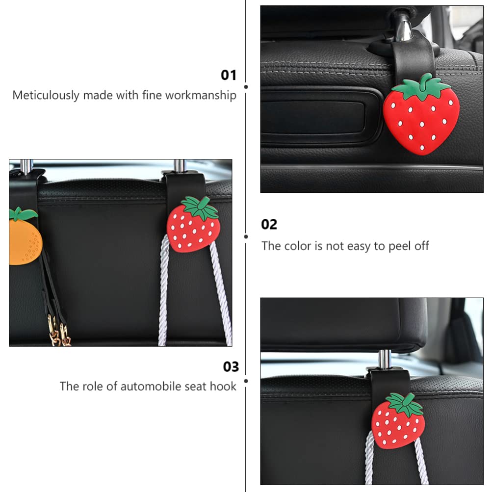 BESPORTBLE 6pcs Strawberry Car Hooks - Cute Headrest Hangers for Car Seat & Truck Organization - Perfect for Road Trips & Travel