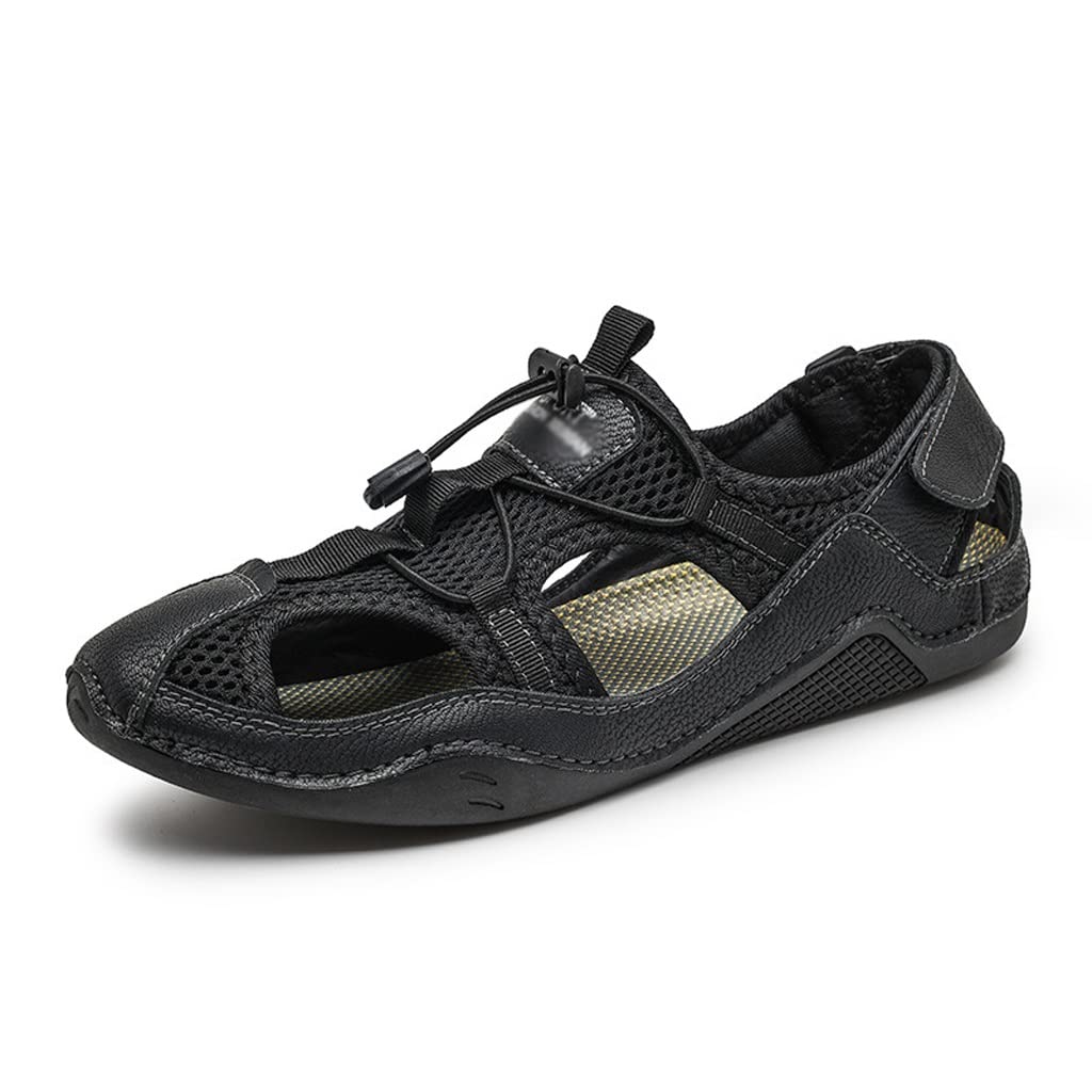 **Men's Summer Sandals - Breathable Mesh Casual Shoes for Outdoor & Beach - Roman Style Comfortable Walking Footwear (Black, Size 38) - Perfect for Vacation, Travel & Daily Wear**