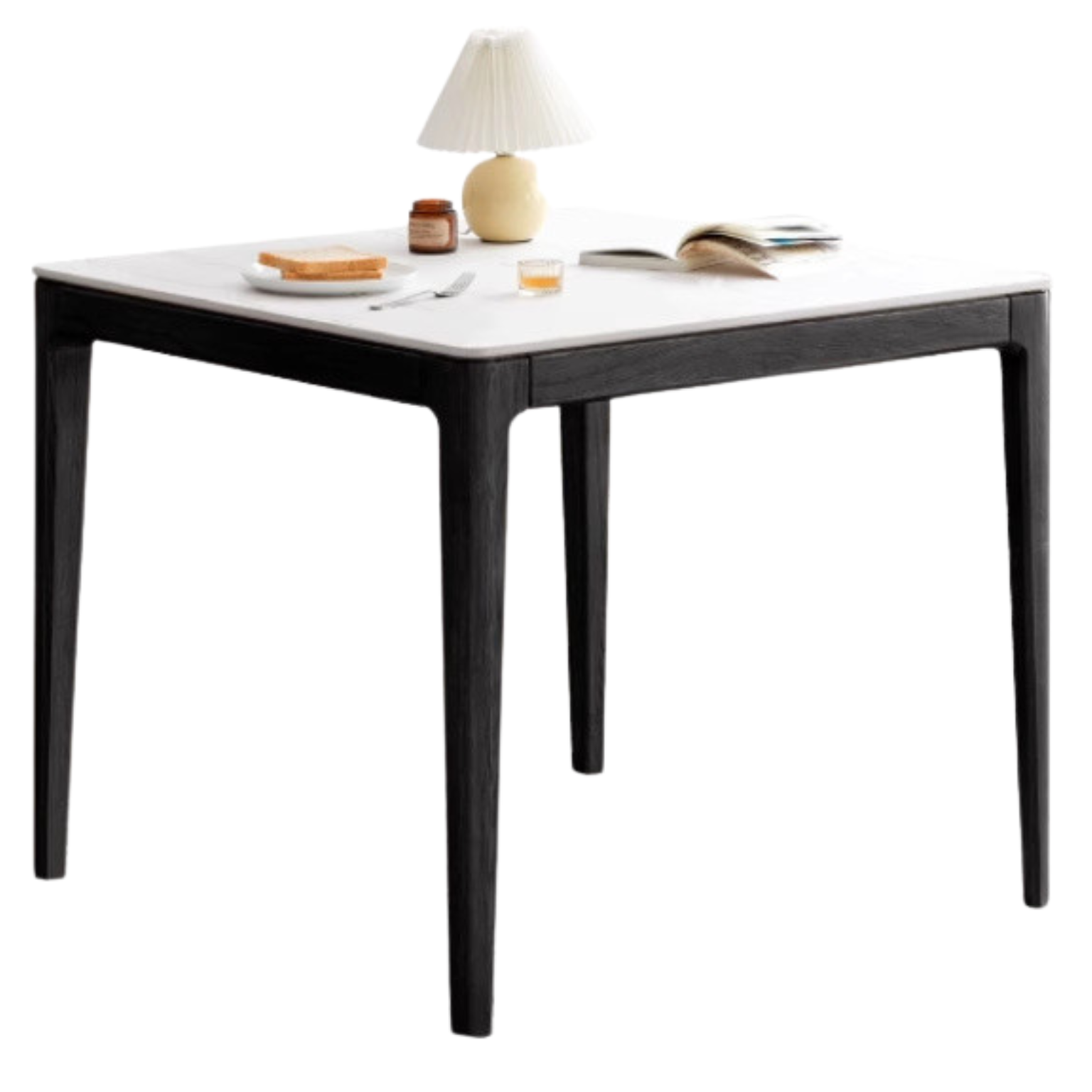 Solid Oak Wood Square Slate Dining Table - Rustic Farmhouse Style for Kitchen, Dining Room & Outdoor Patio
