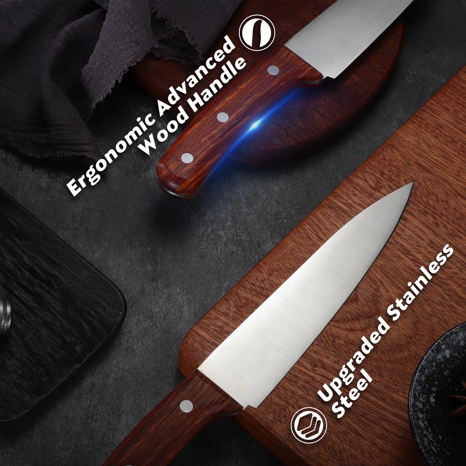 Premium 7 Inch Japanese Gyuto Chef Knife - Hand Forged High Carbon Stainless Steel Blade with Full Tang - Perfect for Professional Cooking, Sushi Preparation & Thanksgiving Gifts (Elegant Gift Box Included)