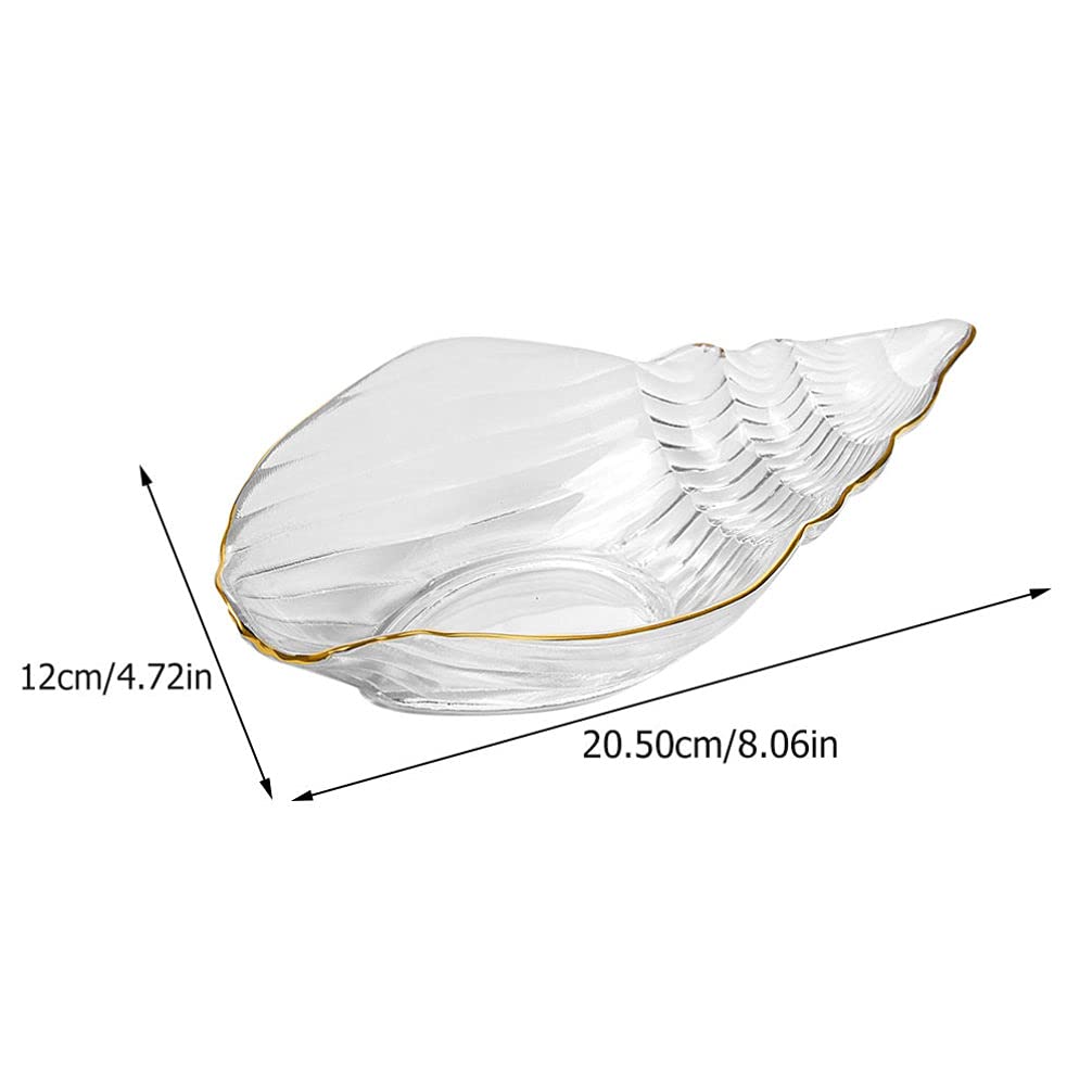 Zerodeko 1pc Glass Conch Bowl - Elegant Fruit Platter, Sashimi Tray & Home Decor for Dining, Kitchen, Party Serving | Perfect for Fruit Display, Desserts, Seasoning Storage & Terrarium Arrangements