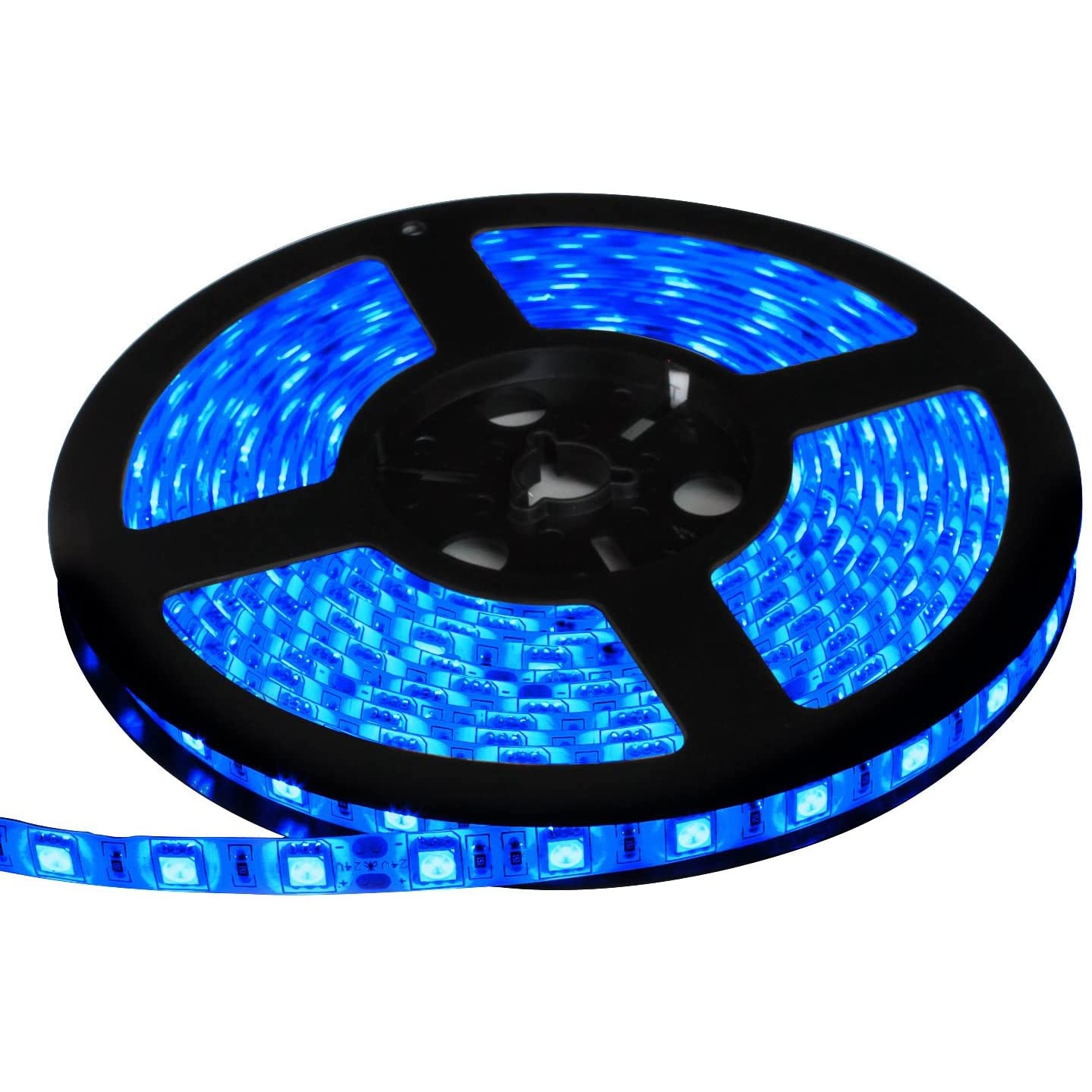 HAUTY 16ft/5m Waterproof Blue LED Strip Light - 300 SMD5050 LEDs, 12V DC Flexible Cuttable Tape (No Power Adapter Included) for Home Decor, Bedroom, Kitchen, and Party Lighting