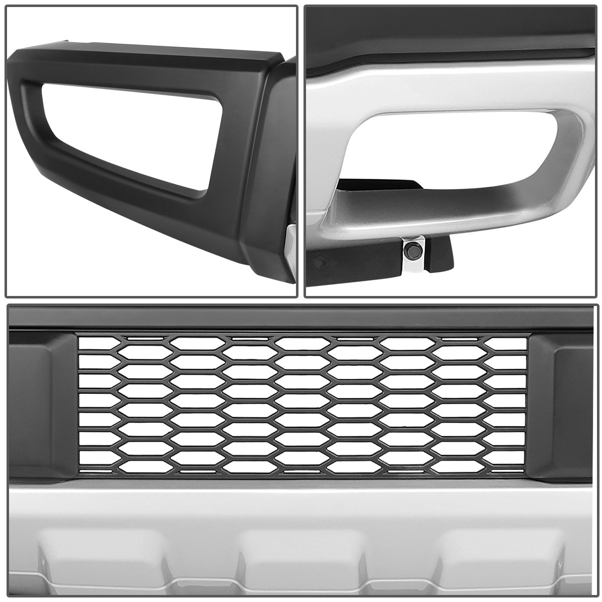 Auto Dynasty Front Bumper Grille Assembly for 2015-2017 Ford F-150 | Raptor Style Black Bumper Cover with Skid Plate | Off-Road Protection & Stylish Upgrade