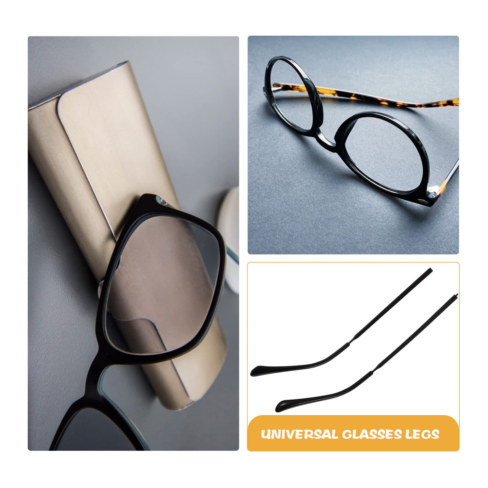 Lurrose Metal Sunglasses Replacement Temple Arms - Universal Fit for Eyeglass Frames - Durable Glasses Accessories (Black) - Perfect for Repairing Broken Sunglasses & Customizing Eyewear