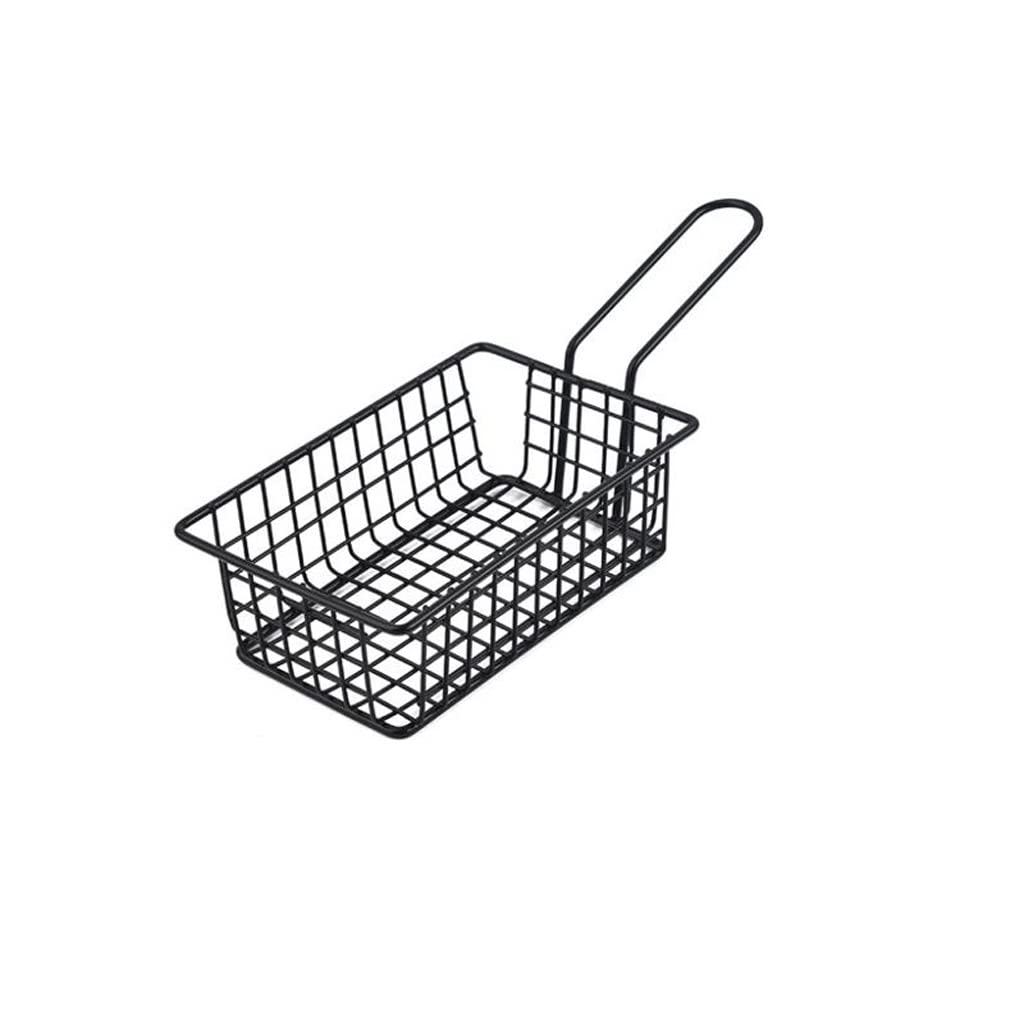 Stainless Steel Frying Colander Basket - Oil Filter Drainer Strainer for Kitchen Cooking, Portable Deep Fryer Basket (Color: Black) | Perfect for Frying Chicken, Fish, Vegetables & More
