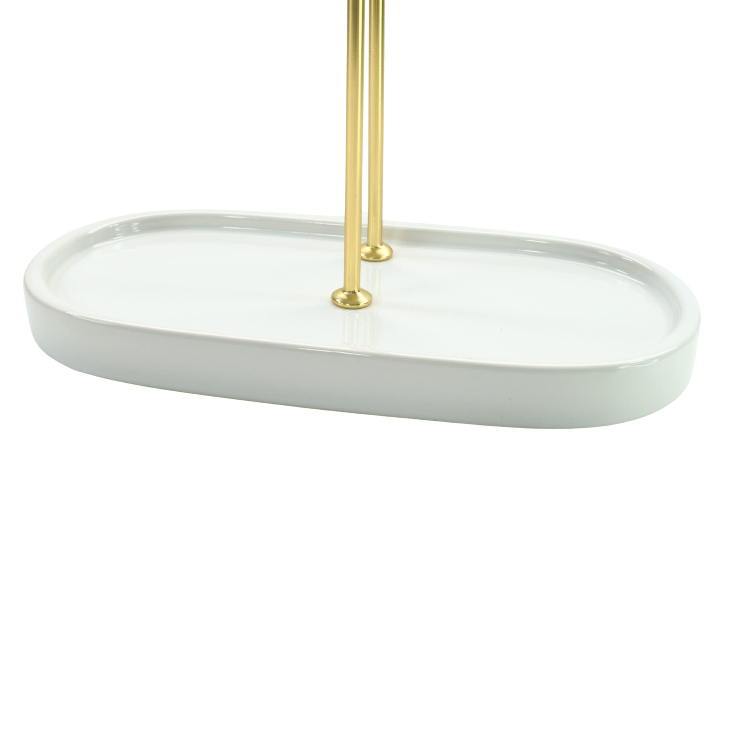 Elegant Jewelry Organizer Stand - Premium Earring, Necklace, Bracelet & Headband Storage Display Tower - White & Gold Jewelry Tree Holder - Perfect for Bedroom Vanity, Dresser Top & Travel Jewelry Organization