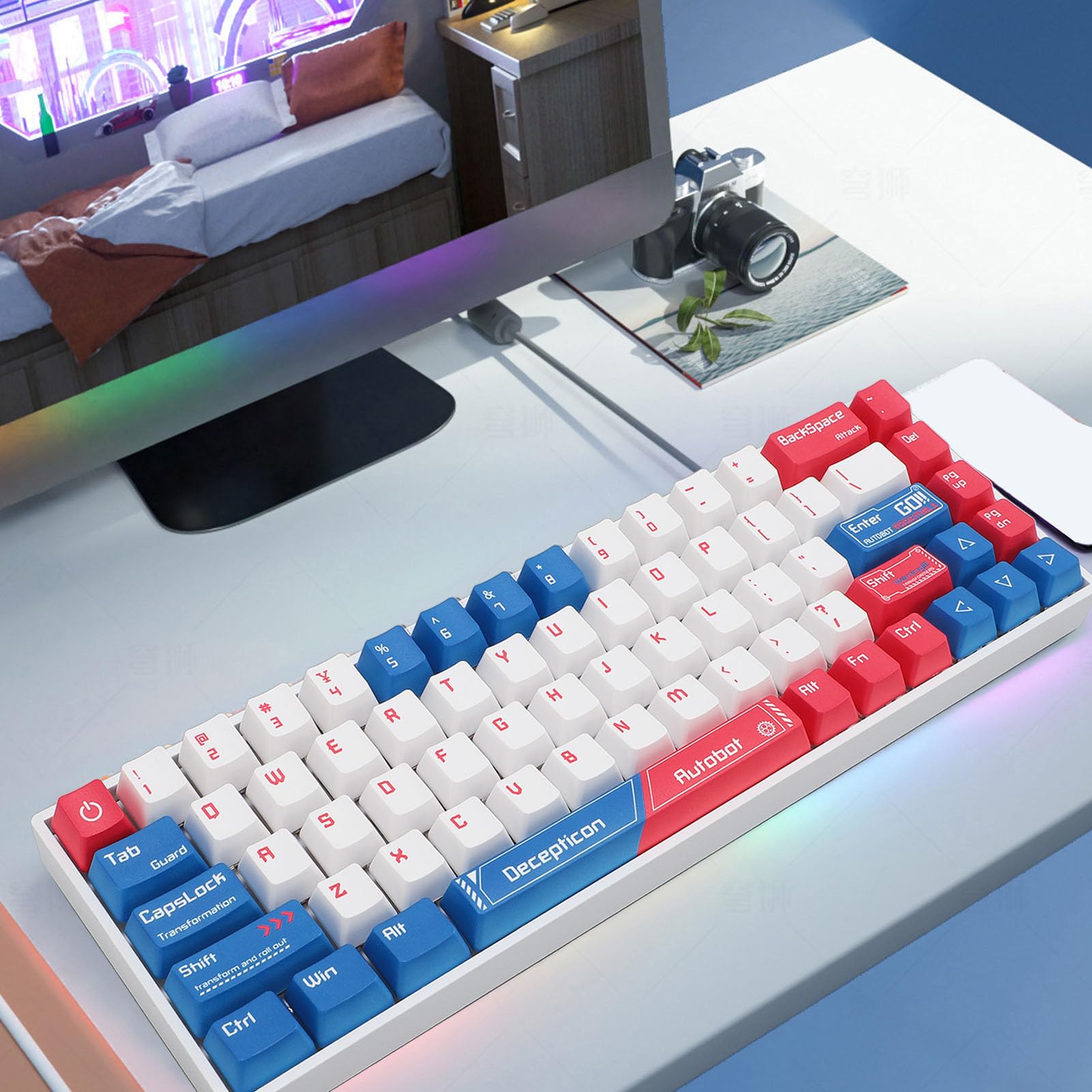 Elprico 60% Mechanical Gaming Keyboard with Red Switch - 68 Key RGB Backlit, Wireless 2.4G & Bluetooth 3-Mode for PC - Perfect for Esports, Office Work & Compact Gaming Setup