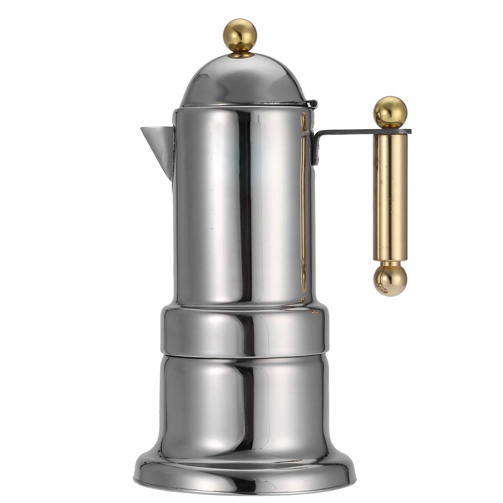 Mootea Stainless Steel Moka Pot Stovetop Espresso Maker - 4 Cup Italian Coffee Brewer with Safety Valve for Home & Office Use | Perfect for Stovetop Espresso, Camping & Gifts