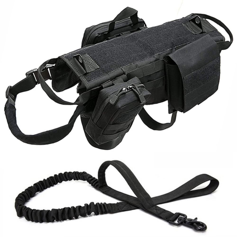 No Pull Dog Harness for Medium & Large Dogs - Adjustable Pet Vest with Pouches for Training & Hiking - Black Suit & Rope Included (XL) - Perfect for Outdoor Adventures & Daily Walks