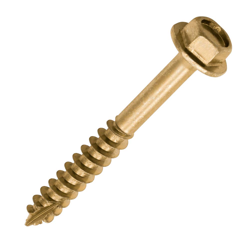 650SCSY 6.0 x 50mm Hex Flange Head Yellow Zinc Solo Coach Screws - Box of 100 - Ideal for Woodworking, Decking & Furniture Assembly