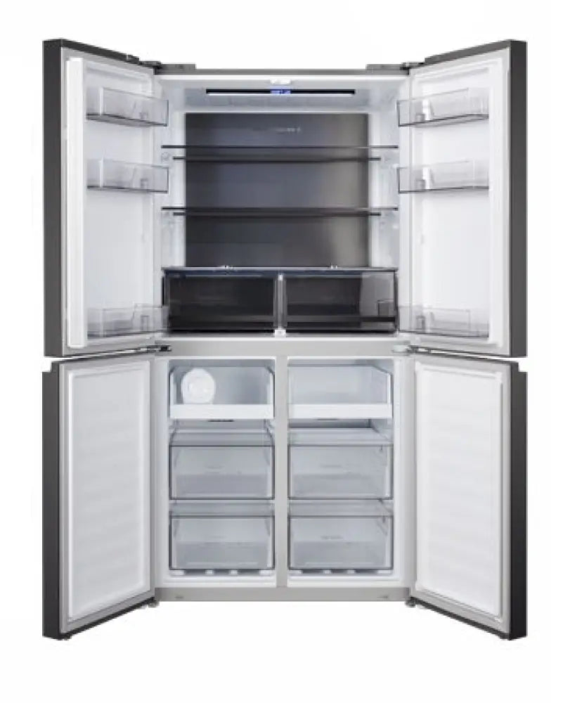CHiQ CCD601NBS 601L French Door Refrigerator - Black Steel Finish, Energy Efficient Large Capacity Fridge for Modern Kitchen & Family Use