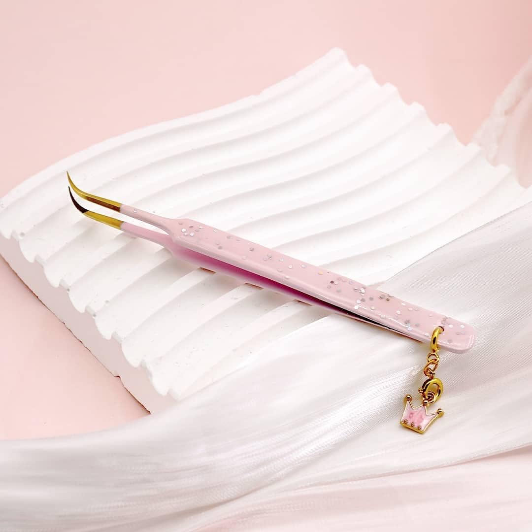 Royal Crown Charm Eyelash Extension Tweezer Kit - Professional Lash Tweezers Set for Perfect Extensions | Salon & Home Use