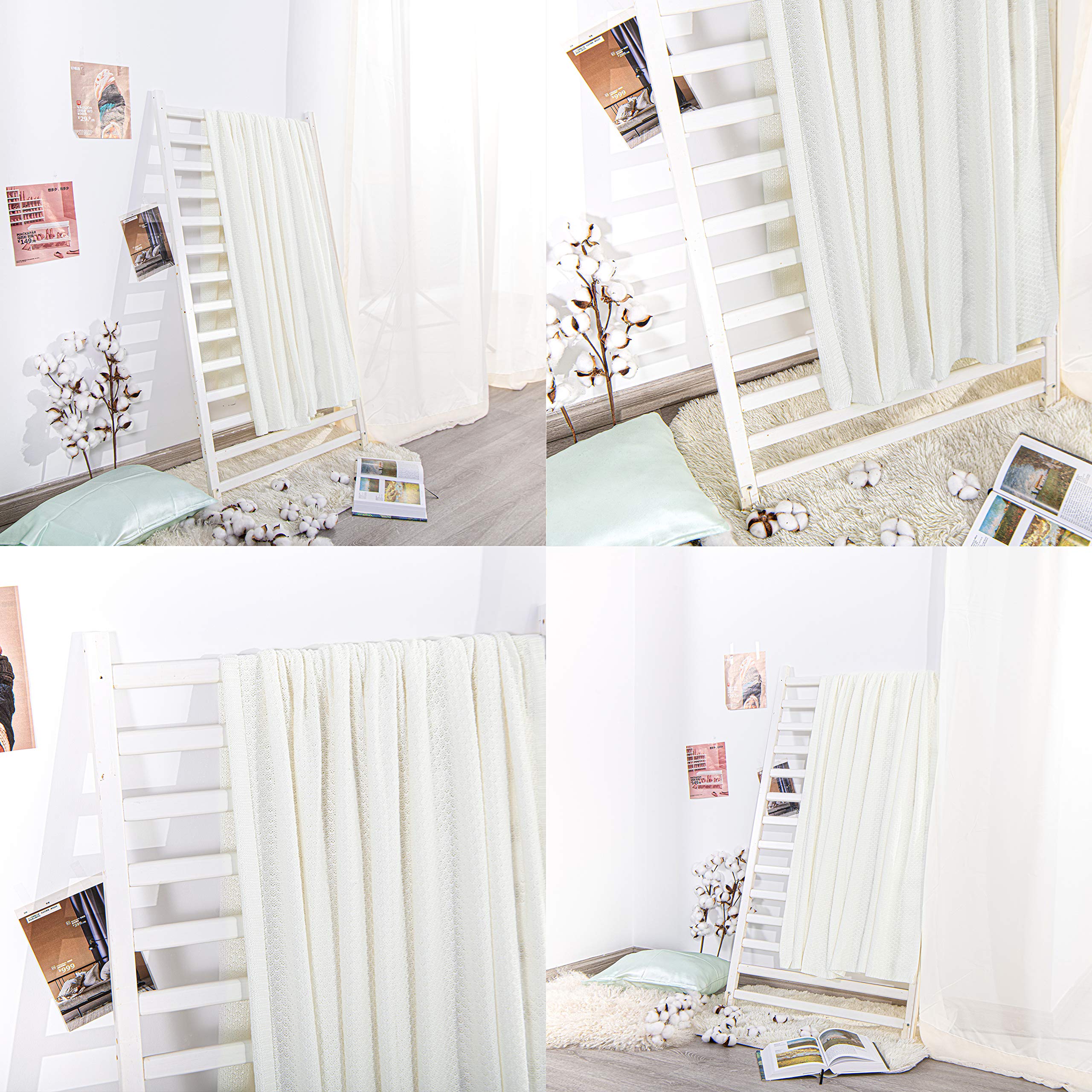 NTBAY Cooling Throw Blanket - Soft & Breathable Bamboo Rayon Cable Knit Blanket (51x67 Inches, 2.2 lbs) - Perfect for Summer Nights, Bedroom Decor, and Cozy Sofa Lounging - White