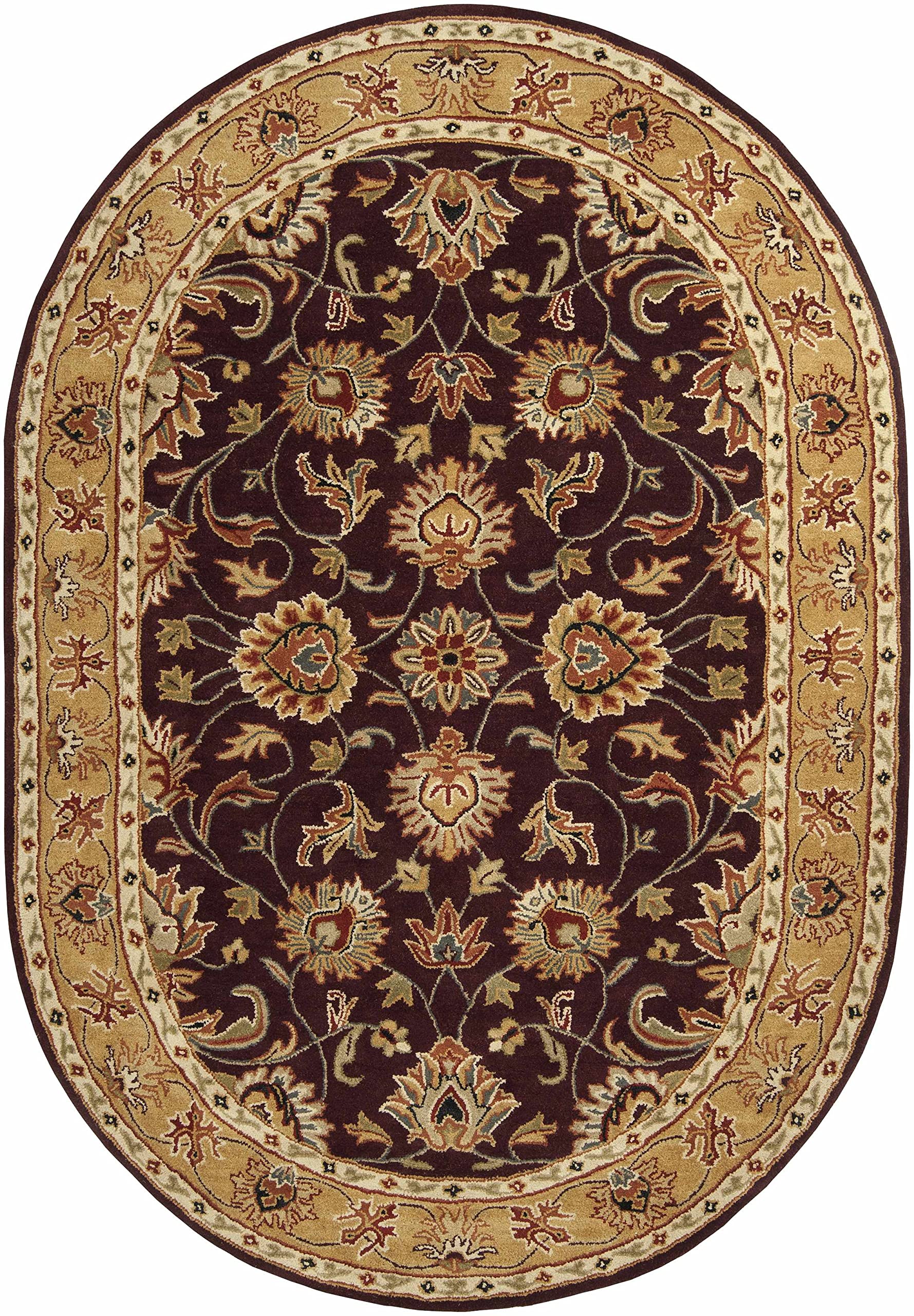 Hauteloom Cherryvale Wool Area Rug 5' x 8' - Traditional Handmade Living Room & Bedroom Rug in Black, Beige, Red - Soft & Durable for Home Decor, Office, Dining Room