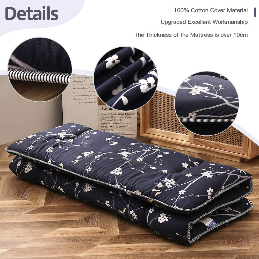 MAXYOYO Floor Mattress - Japanese Style Printed Futon for Bedroom, Guest Room & Travel | Comfortable Foldable Floor Sleeping Pad for Adults & Kids