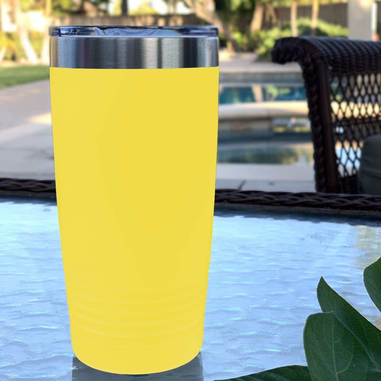 LaserGram 20oz Vacuum Insulated Stainless Steel Tumbler Mug with Dinosaur Design - Custom Engraved Tyrannosaurus Rex T-Rex Cup, Leakproof & Double Wall Insulation for Hot/Cold Drinks - Perfect for Office, Gym, Hiking & Outdoor Activities (Yellow)
